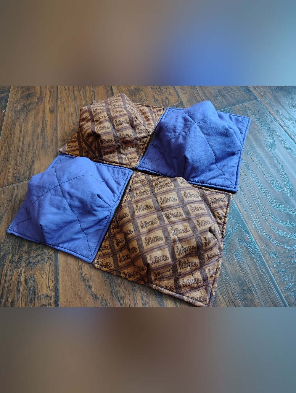 Custom Willy Wonka chocolate and purple reversible bowl cozies set of 4 Handmade